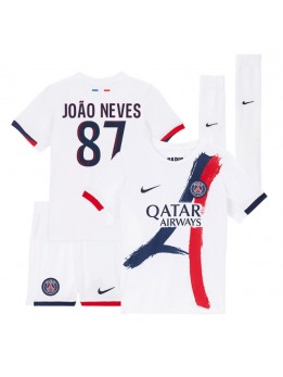 Billige Paris Saint-Germain Joao Neves #87 Bortedraktsett Barn 2025-26 Kortermet (+ Korte bukser)